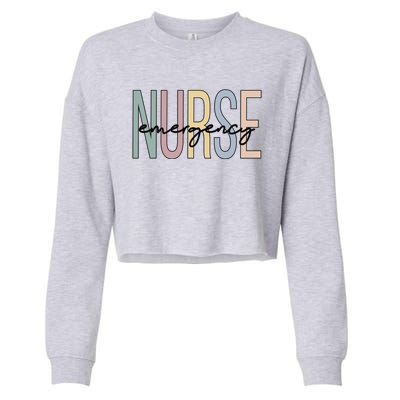 Emergency Nurse Boho Emergency Nursing Cute Gift Cropped Pullover Crew