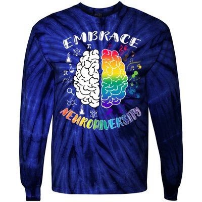 Embrace Neurodiversity Brain Autism Awareness Tie-Dye Long Sleeve Shirt