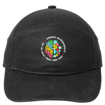 Embrace Neurodiversity Brain Autism Awareness ADHD Autistic 7-Panel Snapback Hat