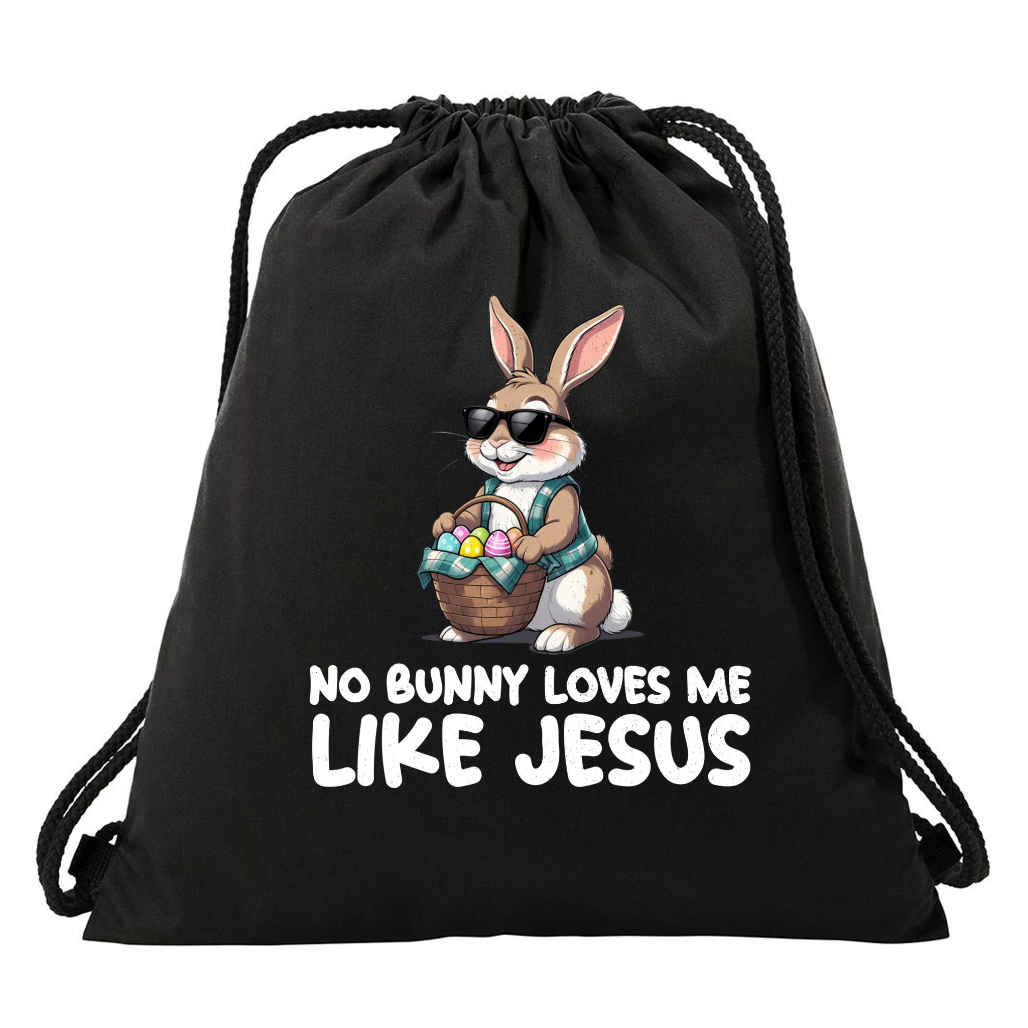 Easter No Bunny Loves Me Like Jesus Christian Drawstring Bag