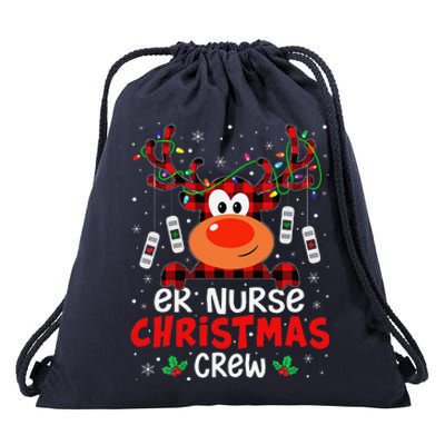 ER Nurse Christmas Crew Cute Reindeer Xmas Love Nurse Life Drawstring Bag