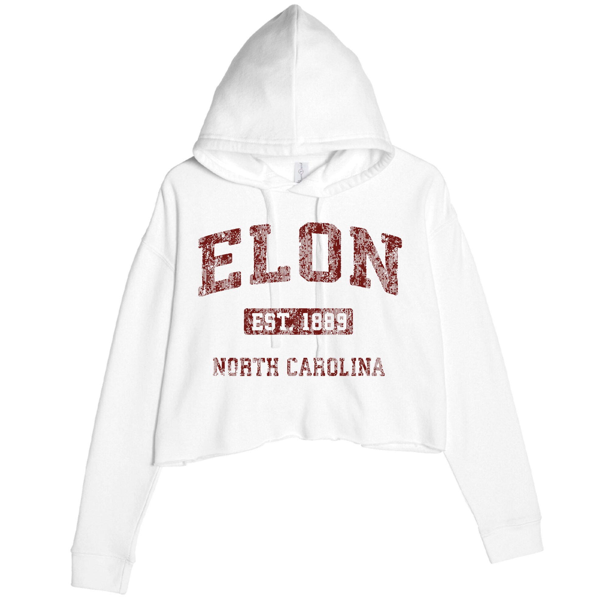 Elon North Carolina Nc Vintage Athletic Sports Design Crop Fleece Hoodie