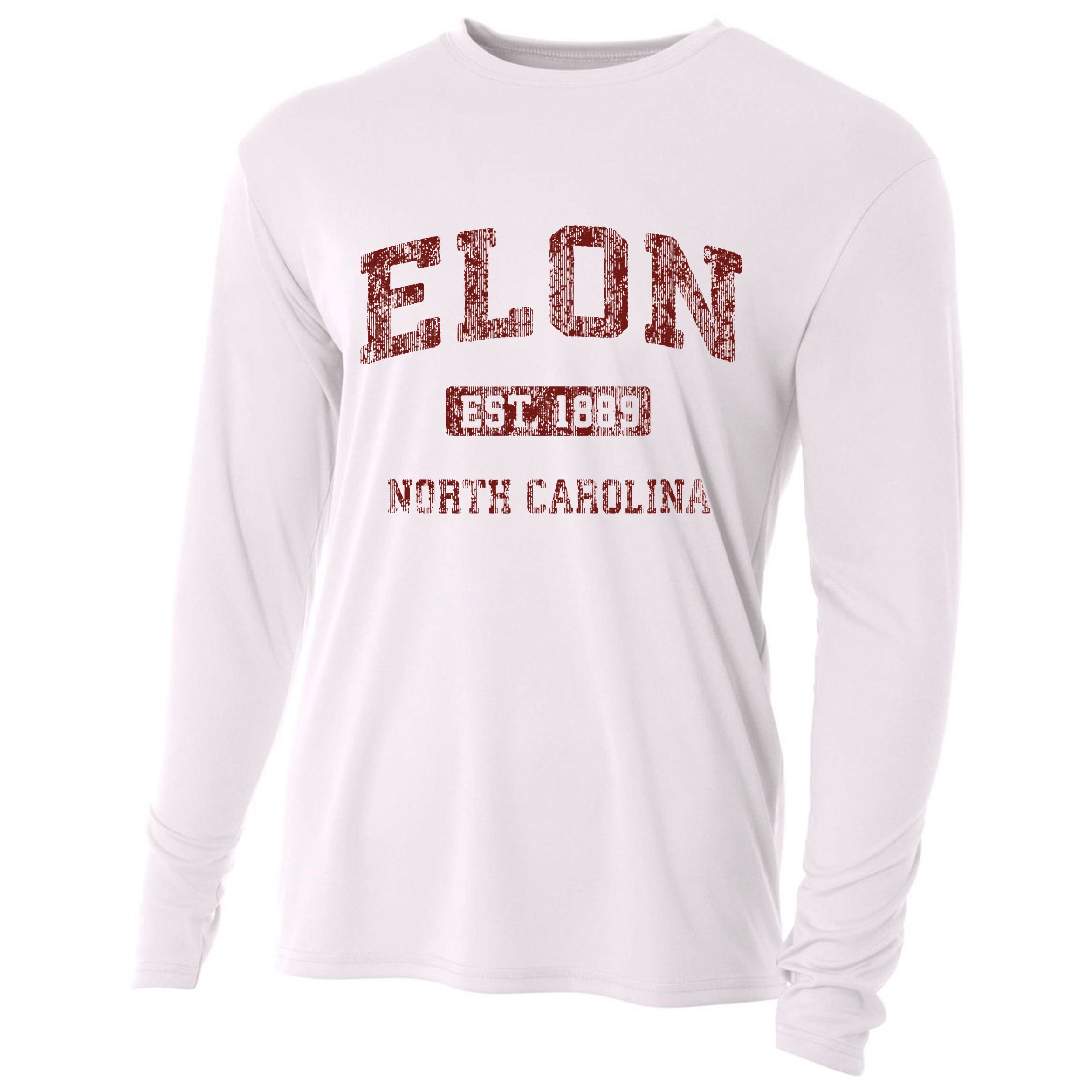 Elon North Carolina Nc Vintage Athletic Sports Design Cooling Performance Long Sleeve Crew