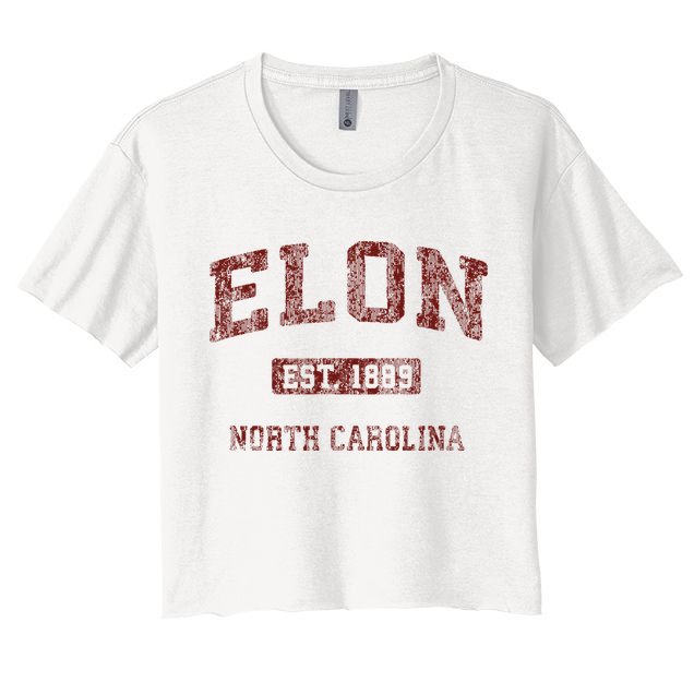 Elon North Carolina Nc Vintage Athletic Sports Design Crop Top