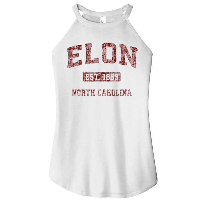 Elon North Carolina Nc Vintage Athletic Sports Design Women's Perfect Tri Rocker Tank