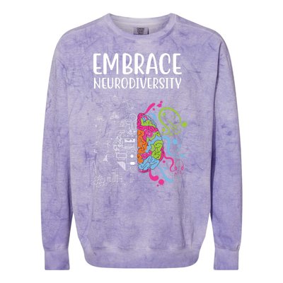 Embrace Neurodiversity Colorful Brain Colorblast Crewneck Sweatshirt