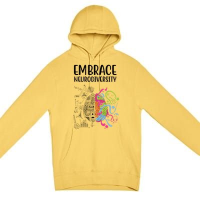 Embrace Neurodiversity Colorful Brain Premium Pullover Hoodie