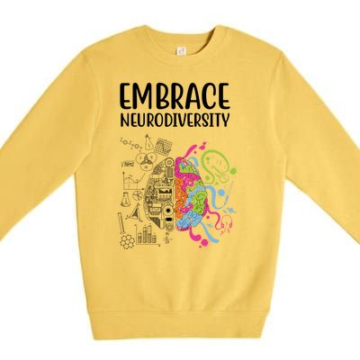 Embrace Neurodiversity Colorful Brain Premium Crewneck Sweatshirt