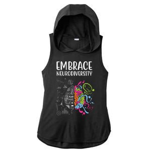 Embrace Neurodiversity Colorful Brain Ladies PosiCharge Tri-Blend Wicking Draft Hoodie Tank