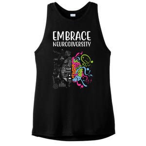 Embrace Neurodiversity Colorful Brain Ladies PosiCharge Tri-Blend Wicking Tank