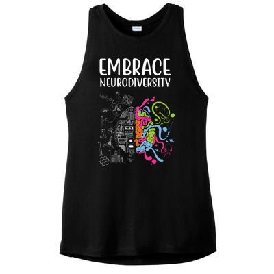 Embrace Neurodiversity Colorful Brain Ladies PosiCharge Tri-Blend Wicking Tank