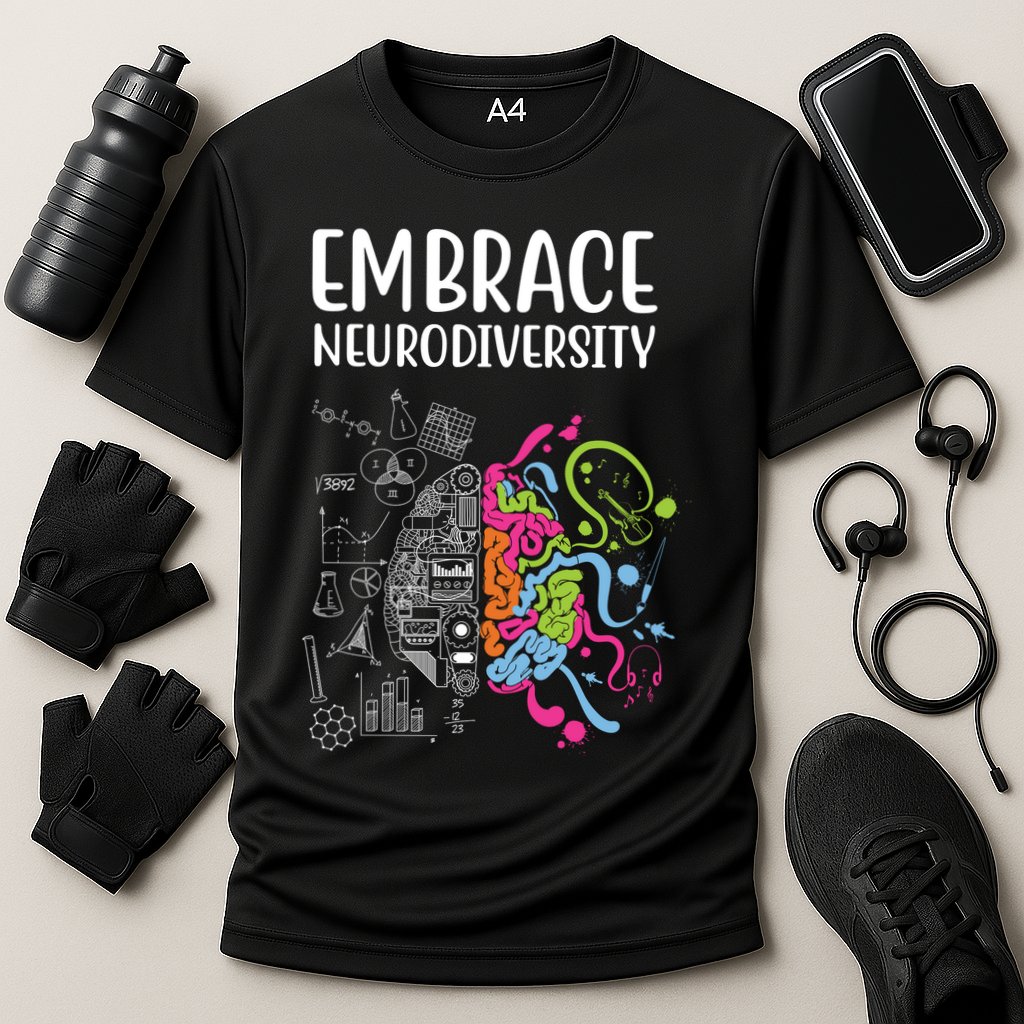 Embrace Neurodiversity Colorful Brain Cooling Performance Crew T-Shirt