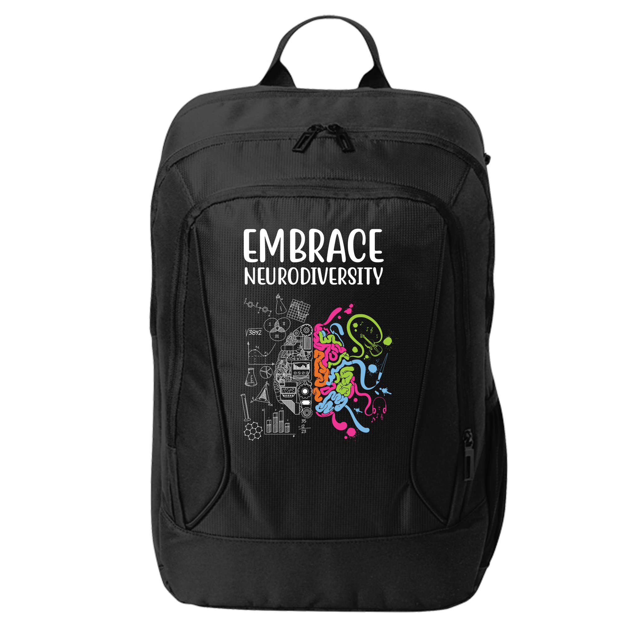 Embrace Neurodiversity Colorful Brain City Backpack