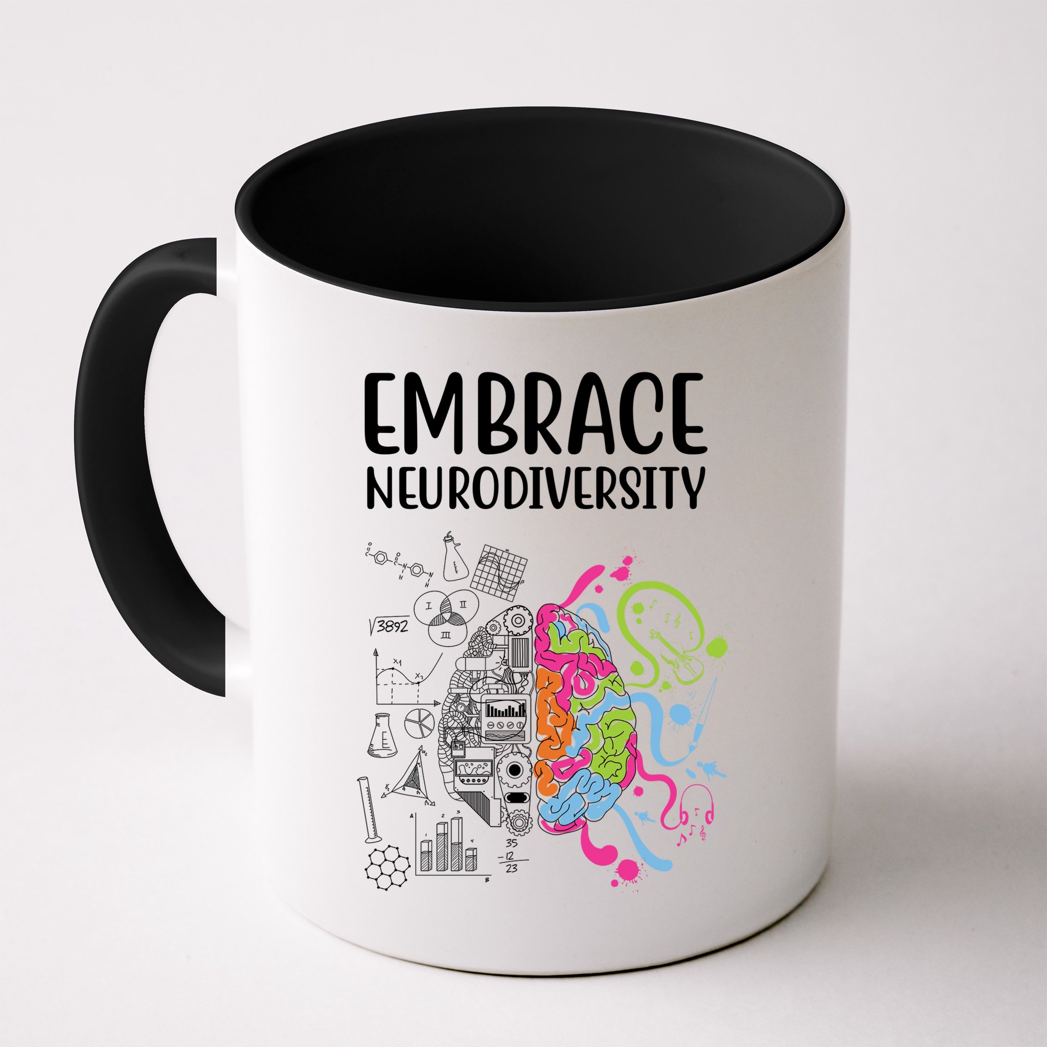 Embrace Neurodiversity Colorful Brain Mug