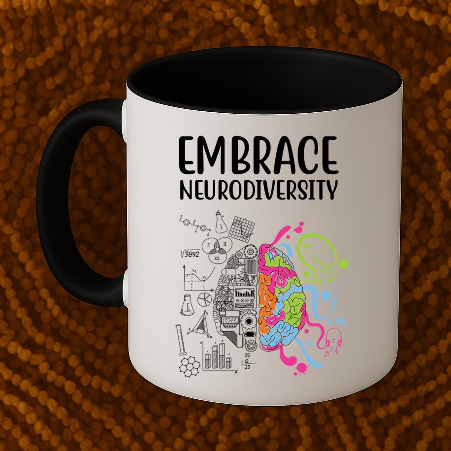 Embrace Neurodiversity Colorful Brain Mug