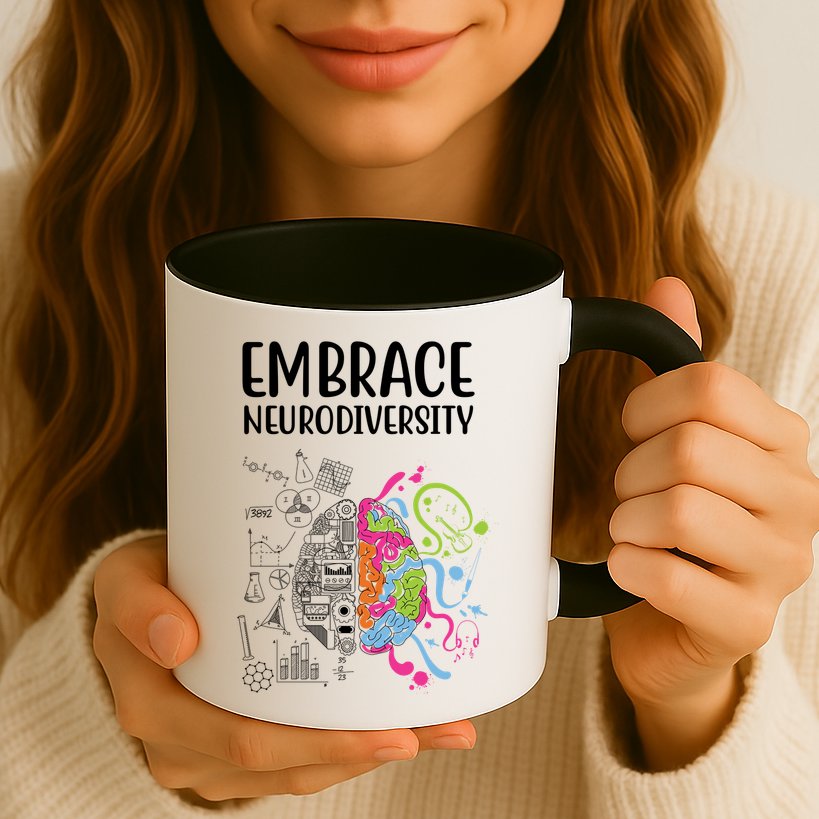 Embrace Neurodiversity Colorful Brain Mug