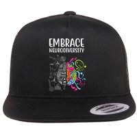 Embrace Neurodiversity Colorful Brain Flatbill Hat