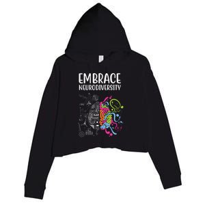 Embrace Neurodiversity Colorful Brain Crop Fleece Hoodie