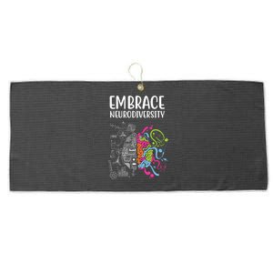 Embrace Neurodiversity Colorful Brain Large Microfiber Waffle Golf Towel