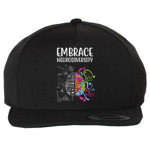 Embrace Neurodiversity Colorful Brain Wool Snapback Cap