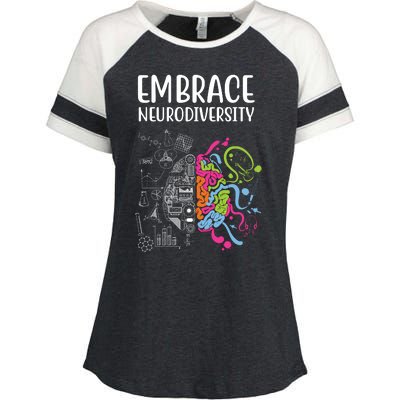 Embrace Neurodiversity Colorful Brain Enza Ladies Jersey Colorblock Tee