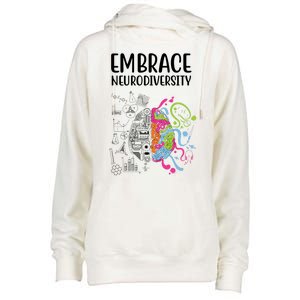 Embrace Neurodiversity Colorful Brain Womens Funnel Neck Pullover Hood