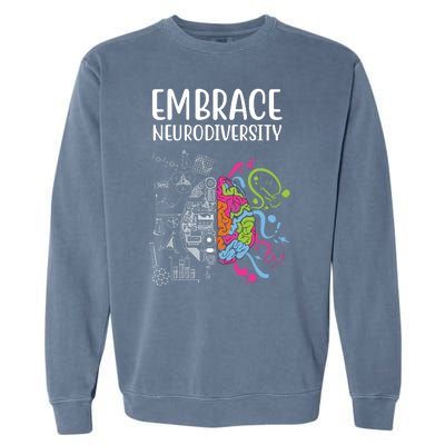 Embrace Neurodiversity Colorful Brain Garment-Dyed Sweatshirt