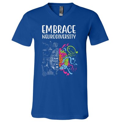 Embrace Neurodiversity Colorful Brain V-Neck T-Shirt