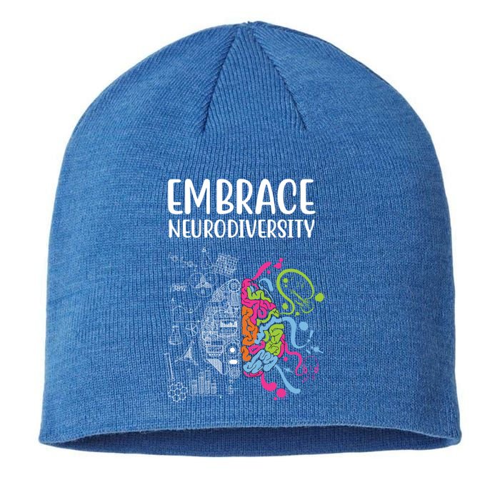 Embrace Neurodiversity Colorful Brain Sustainable Beanie