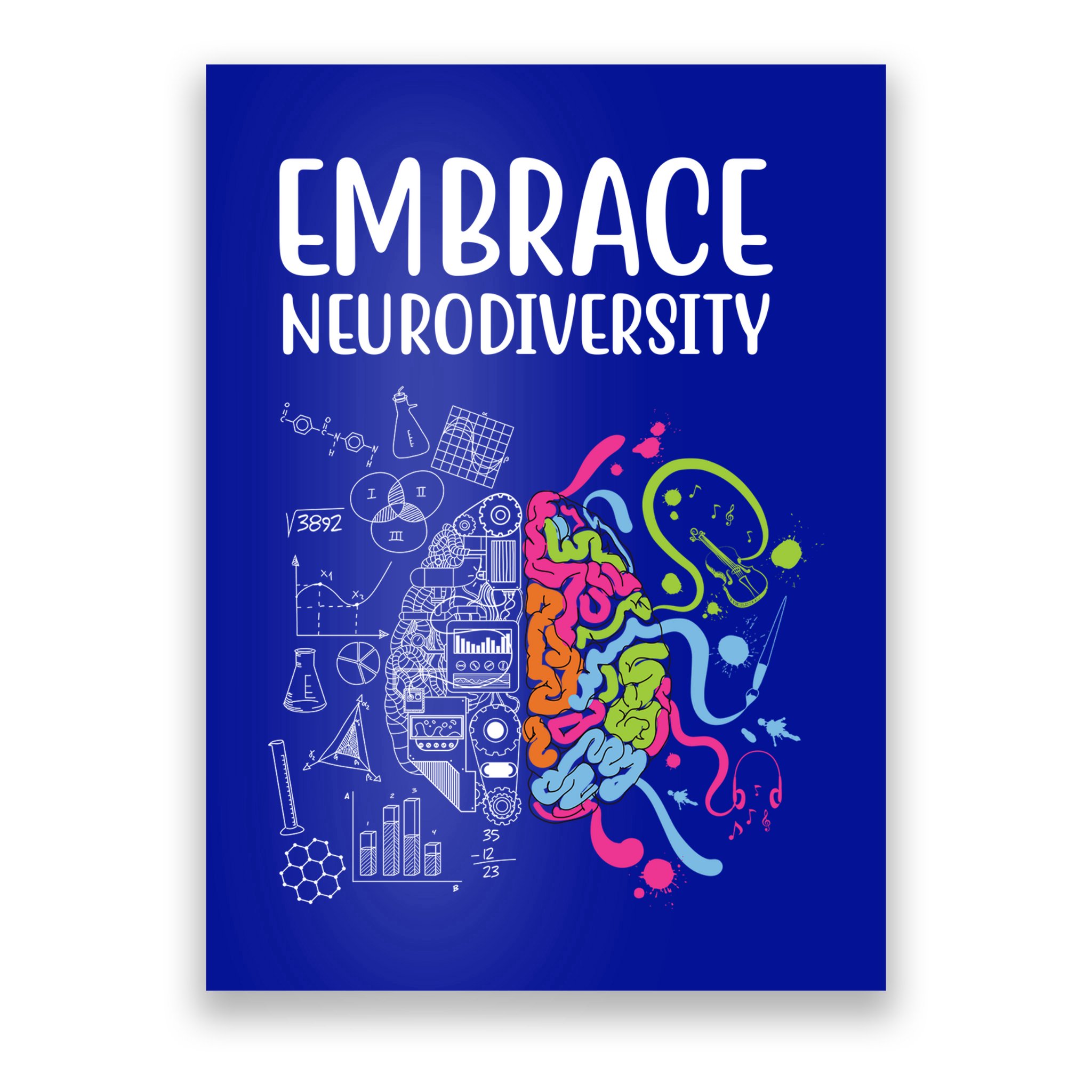 Embrace Neurodiversity Colorful Brain Poster