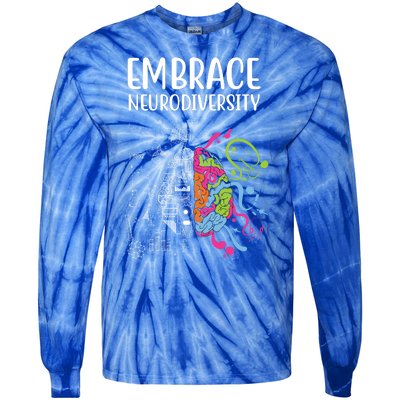 Embrace Neurodiversity Colorful Brain Tie-Dye Long Sleeve Shirt