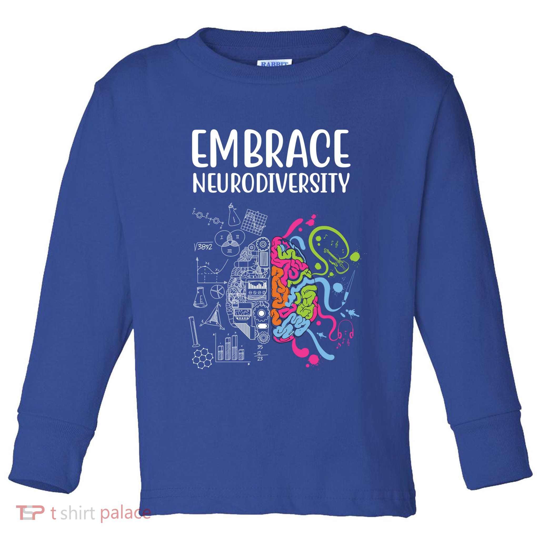 Embrace Neurodiversity Colorful Brain Toddler Long Sleeve Shirt
