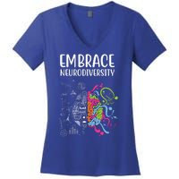 Embrace Neurodiversity Colorful Brain Women's V-Neck T-Shirt