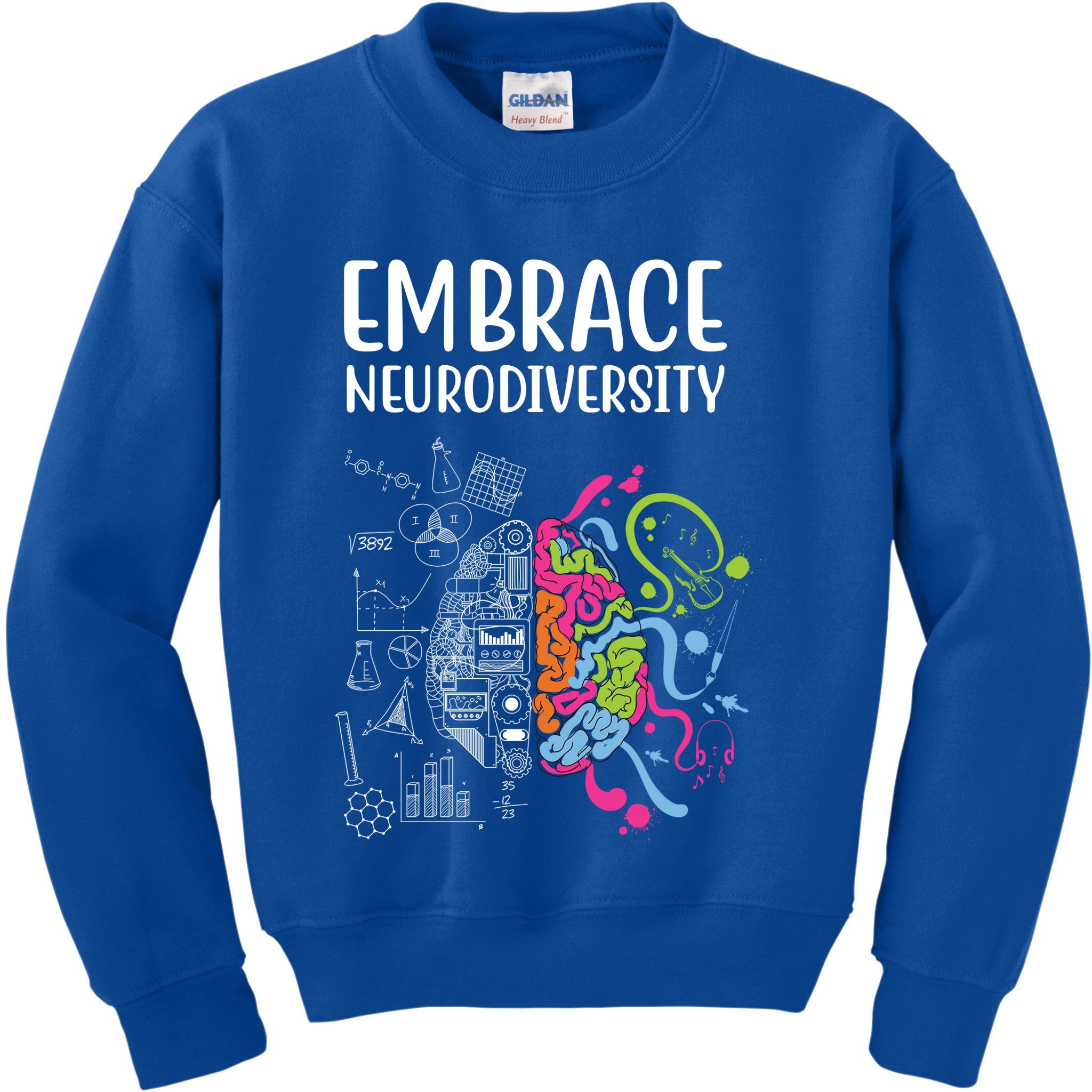 Embrace Neurodiversity Colorful Brain Kids Sweatshirt