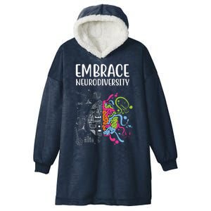 Embrace Neurodiversity Colorful Brain Hooded Wearable Blanket