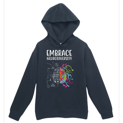 Embrace Neurodiversity Colorful Brain Urban Pullover Hoodie