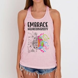 Embrace Neurodiversity Colorful Brain Women's Knotted Racerback Tank