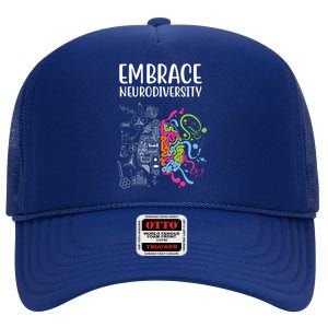 Embrace Neurodiversity Colorful Brain High Crown Mesh Back Trucker Hat