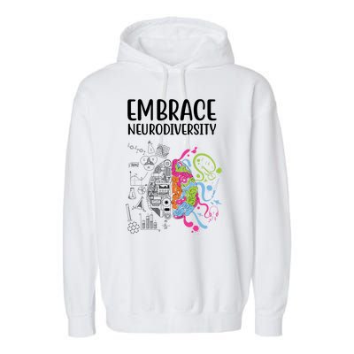 Embrace Neurodiversity Colorful Brain Garment-Dyed Fleece Hoodie