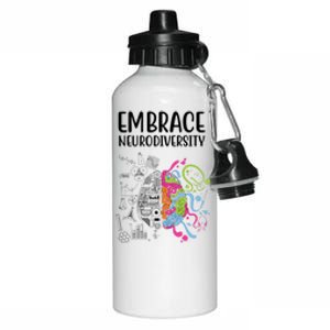 Embrace Neurodiversity Colorful Brain Aluminum Water Bottle