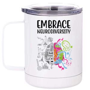 Embrace Neurodiversity Colorful Brain 12 oz Stainless Steel Tumbler Cup