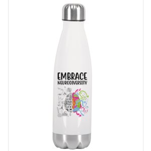 Embrace Neurodiversity Colorful Brain Stainless Steel Insulated Water Bottle