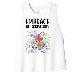 Embrace Neurodiversity Colorful Brain Women's Racerback Cropped Tank