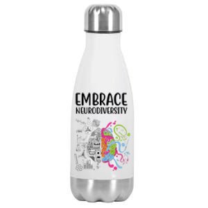 Embrace Neurodiversity Colorful Brain Stainless Steel Insulated Water Bottle