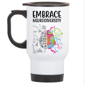 Embrace Neurodiversity Colorful Brain Stainless Steel Travel Mug