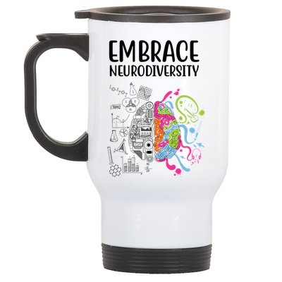 Embrace Neurodiversity Colorful Brain Stainless Steel Travel Mug