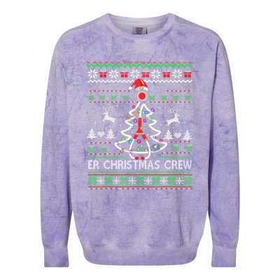 Er Nurse Christmas Crew Emergency Room Icu Nursing Squad Gift Colorblast Crewneck Sweatshirt