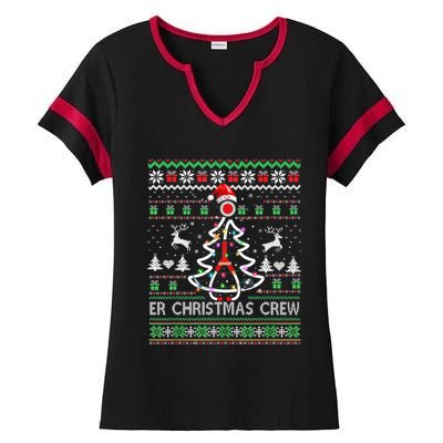 Er Nurse Christmas Crew Emergency Room Icu Nursing Squad Gift Ladies Halftime Notch Neck Tee