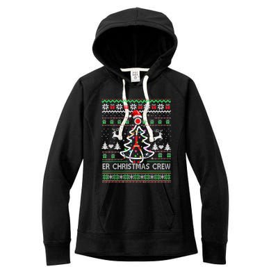 Er Nurse Christmas Crew Emergency Room Icu Nursing Squad Gift Women's Fleece Hoodie