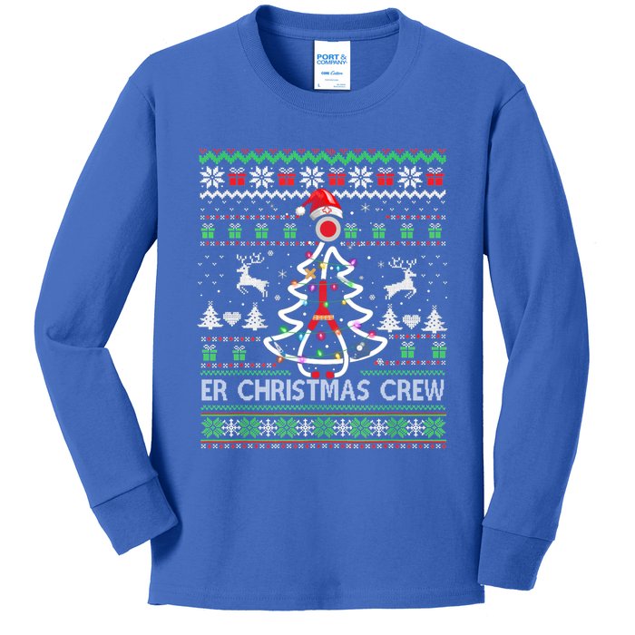 Er Nurse Christmas Crew Emergency Room Icu Nursing Squad Gift Kids Long Sleeve Shirt